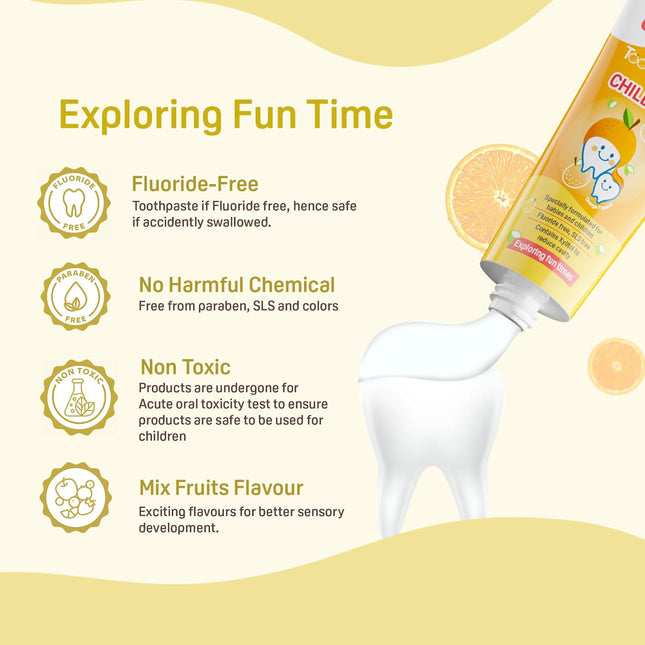 Pigeon Baby Toothpaste, Strawberry & Orange (45g, Pack of 2) – Fluoride-Free & Safe for Infants