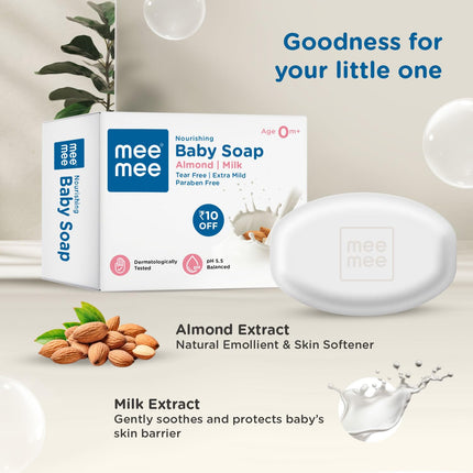 Mee Mee Nourishing Baby Soap with Almond & Milk Extracts, 75 g (Pack of 3)
