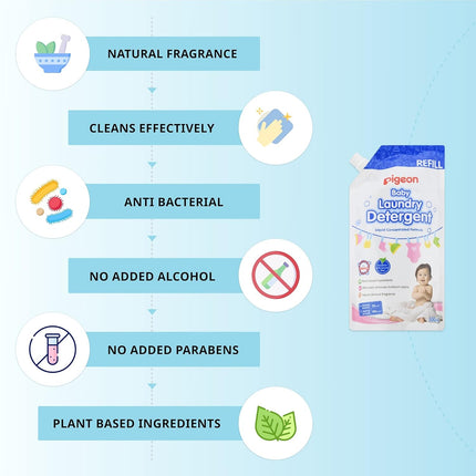 Pigeon Baby Laundry Detergent 600ml Bottle – Gentle & Effective Wash for Baby Clothes