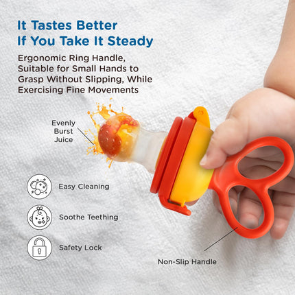 Mee Mee Fruit Nibbler for Babies – Soft Silicone Sack, BPA-Free, Easy-Grip Handle with Protective Cap