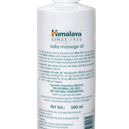Himalaya Baby Massage Oil – 500 ml | Nourishing & Strengthening Care with Olive Oil & Winter Cherry