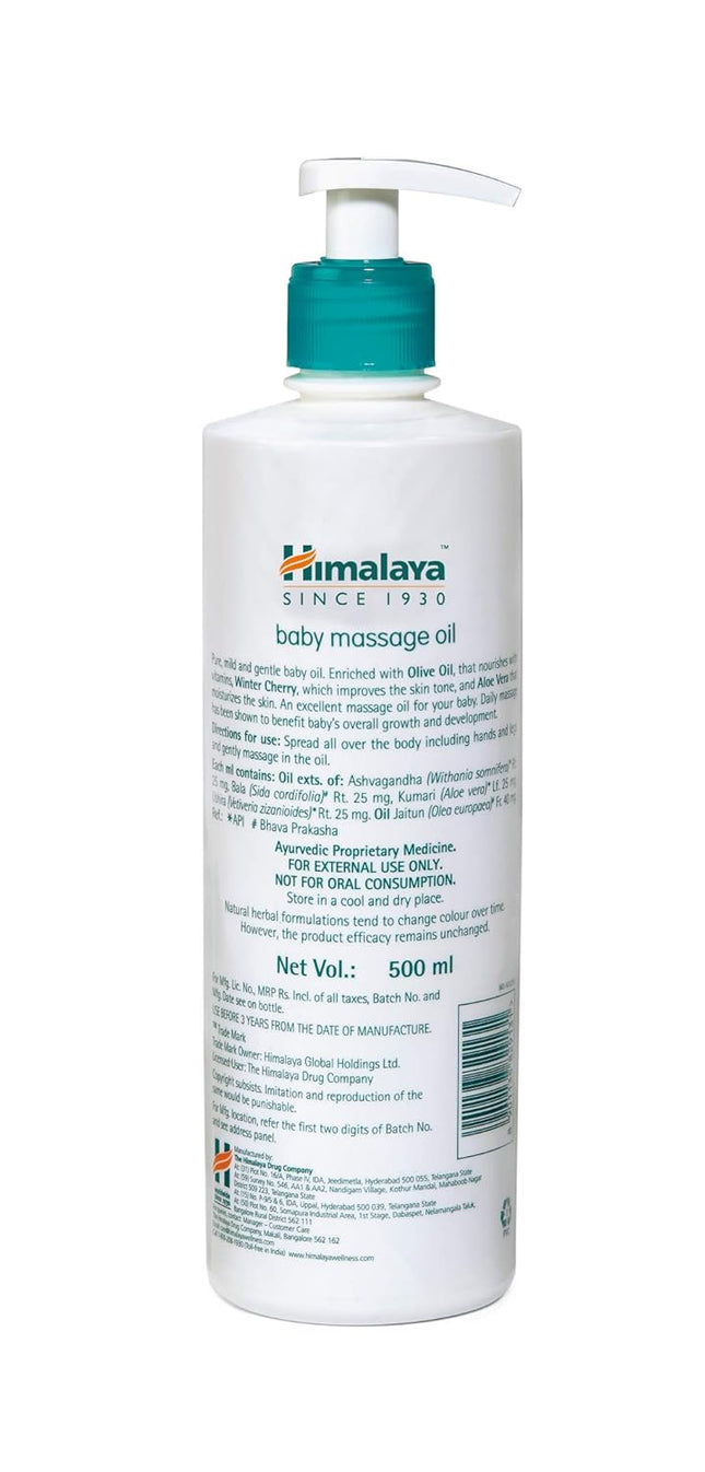 Himalaya Baby Massage Oil – 500 ml | Nourishing & Strengthening Care with Olive Oil & Winter Cherry