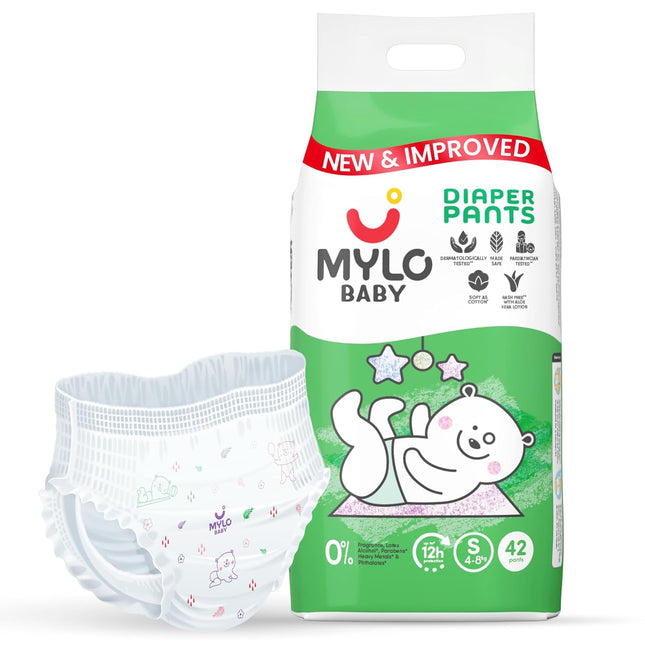 Mylo Baby Diapers – Small Size (4–8 kg), 42 Count – Ultra Soft & Super Absorbent