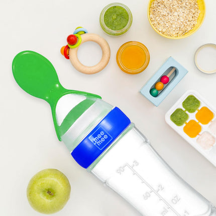 Mee Mee Squeezy Silicone Spoon Food Feeder with In-built Stand – 90 ml, BPA‑Free – Ideal for 6 to 12 Months