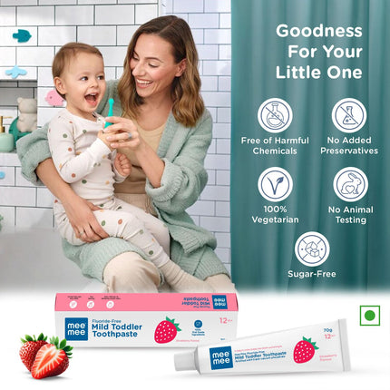 Mee Mee Gentle Baby Toothpaste – Natural Strawberry Flavor, No Fluoride, 70g