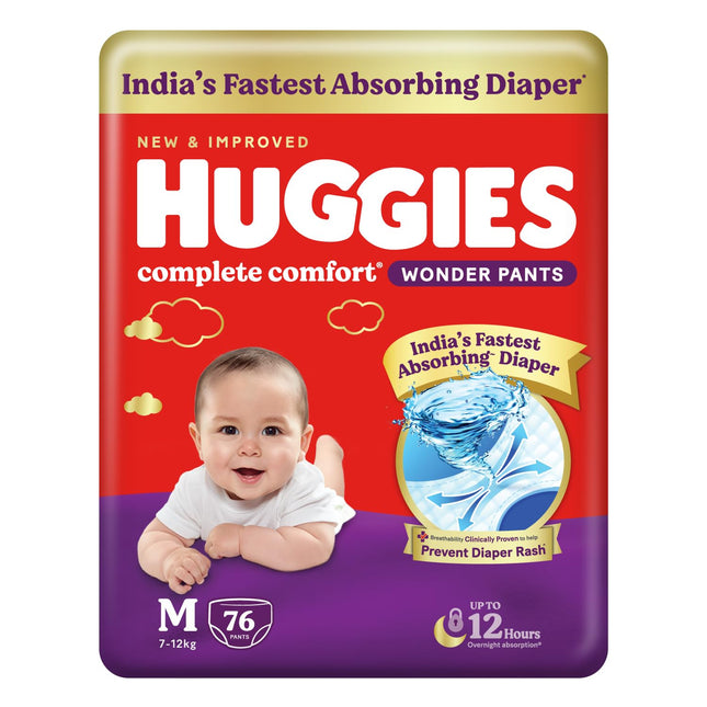Huggies Baby Diapers – Size M (Medium) | 6–11 kg | Soft & Absorbent
