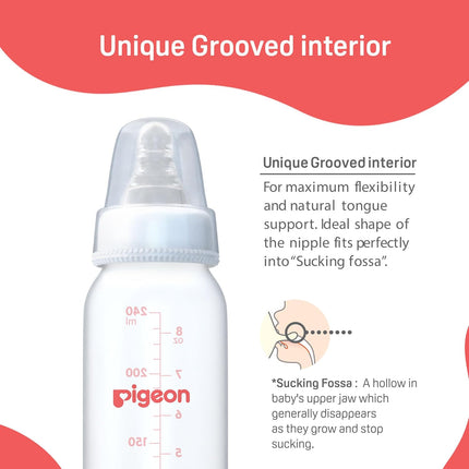 Pigeon Feeding Bottle for 12+ Months – 240ml | BPA-Free with Fast Flow Silicone Nipple