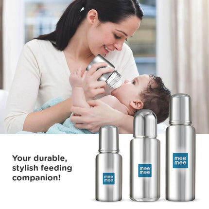 Mee Mee Baby Steel Feeding Bottle – 240 ml | Safe, Durable & Easy to Clean
