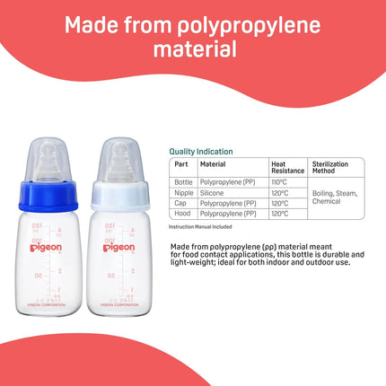 Pigeon Peristaltic Nursing Bottle Small – Pack of 2 (120ml Each)