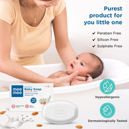 Mee Mee Nourishing Baby Soap with Almond & Milk Extracts, 75 g (Pack of 3)