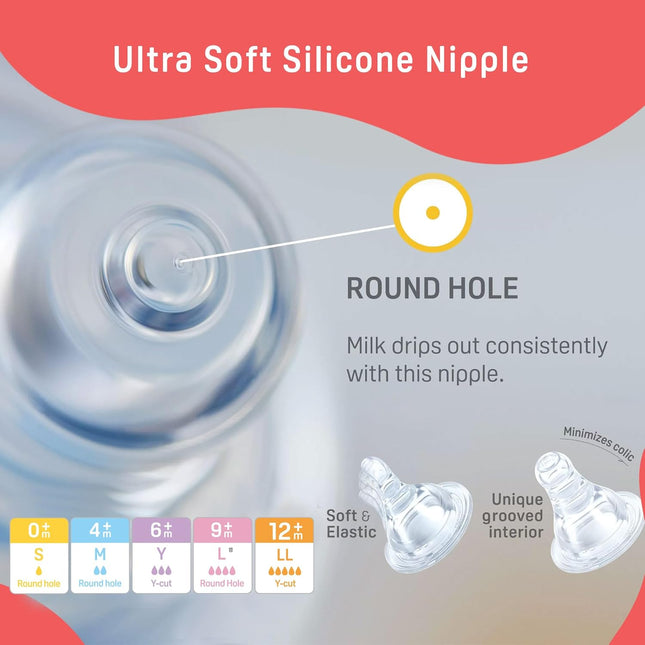 Pigeon Peristaltic Feeding Bottle – Pack of 2 (240ml Each) | BPA-Free with Soft Silicone Nipples