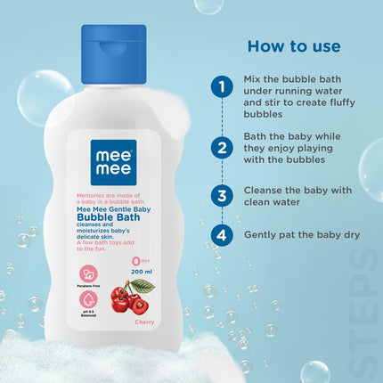 Mee Mee Gentle Baby Bubble Bath | Tear-Free, pH Balanced, Cherry Scent – 400 ml