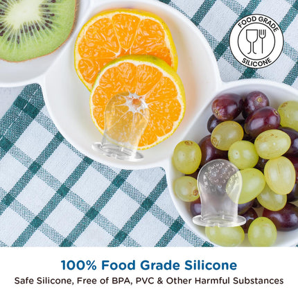 Mee Mee Fruit Nibbler for Babies – Soft Silicone Sack, BPA-Free, Easy-Grip Handle with Protective Cap