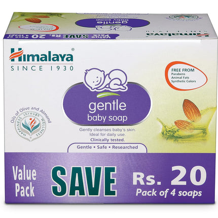 Himalaya Gentle Baby Soap – Pack of 4 | With Almond Oil & Olive Oil | Soft & Mild Baby Care Soap"