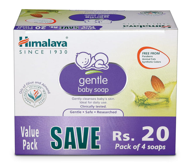 Himalaya Gentle Baby Soap – Pack of 4 | With Almond Oil & Olive Oil | Soft & Mild Baby Care Soap"