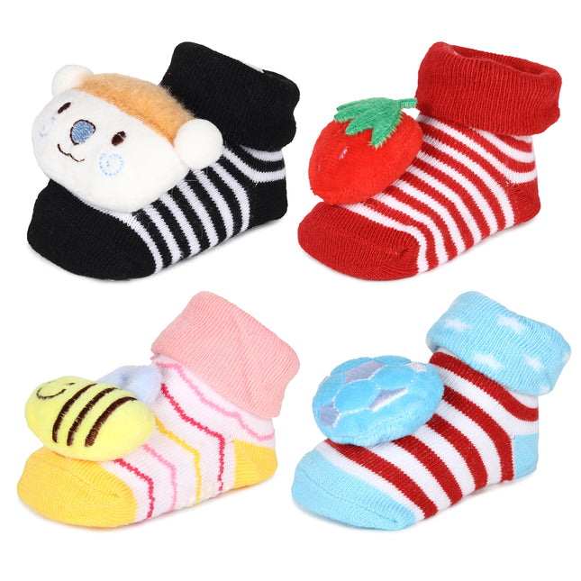 New Born Trendz Baby Booties Socks Pack of 4 Pairs