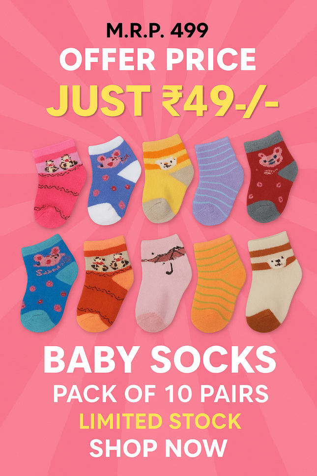 Newborn Trendz Premium 10 Pairs Baby Socks Set – 0‑6 Months Unisex