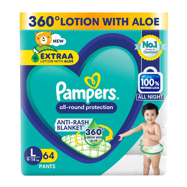 Pampers Baby Diapers – Size L (9–14 kg) | Up to 12-Hour Dryness