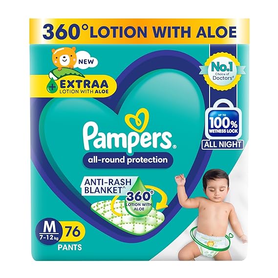 Pampers Baby Diapers – Size M (6–11 kg) | Up to 12-Hour Dryness
