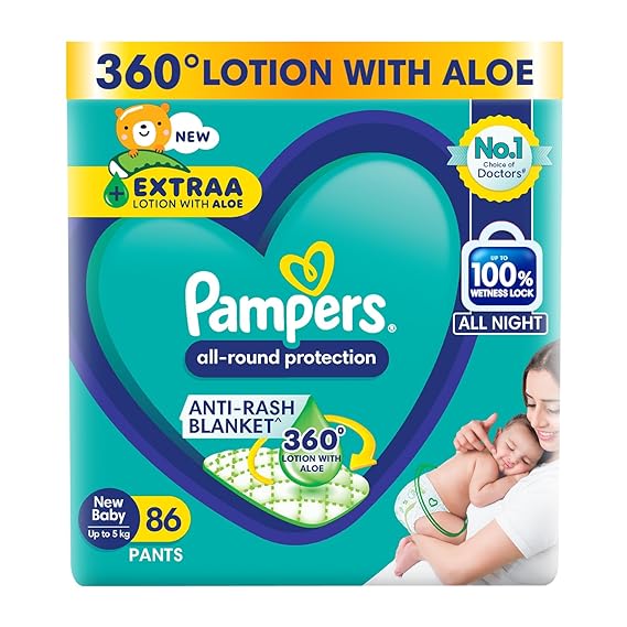 Pampers Newborn Diapers – For 0–5 kg Babies | Ultra Soft & Dryness Protection