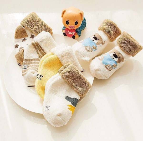 Baby Winter Towel Socks – Pack of 6 (0-12 Months)