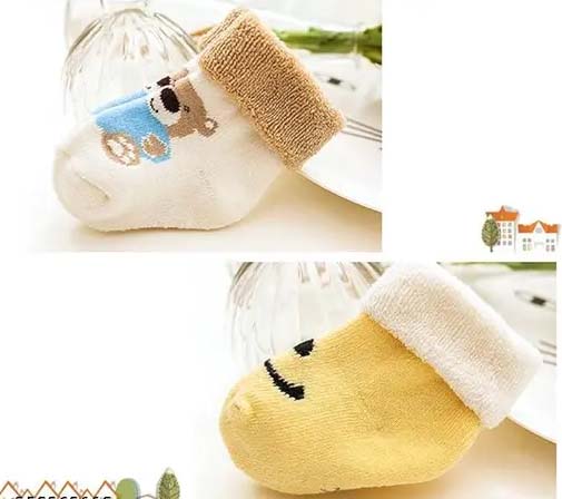 Baby Winter Towel Socks – Pack of 6 (0-12 Months)